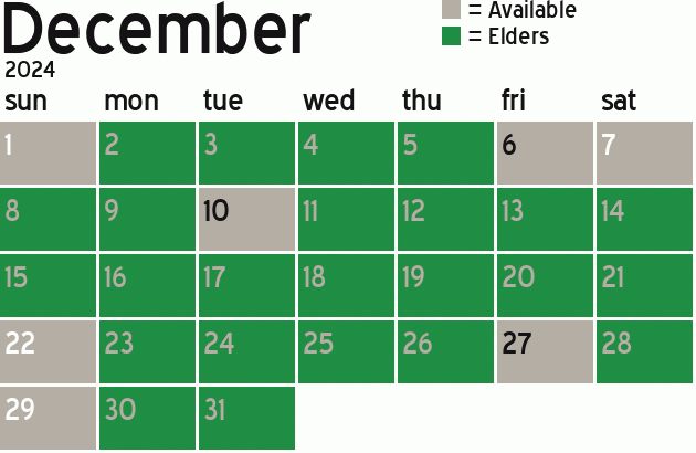 Missionary Dinner Calendar