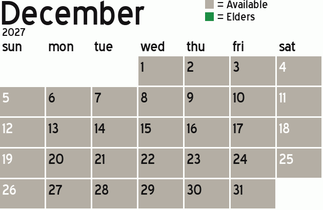 Missionary Dinner Calendar