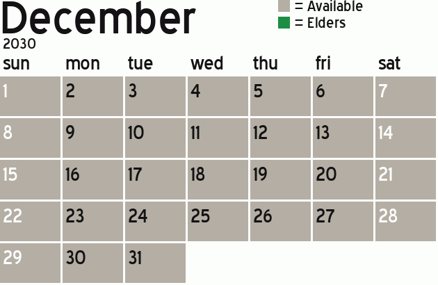 Missionary Dinner Calendar
