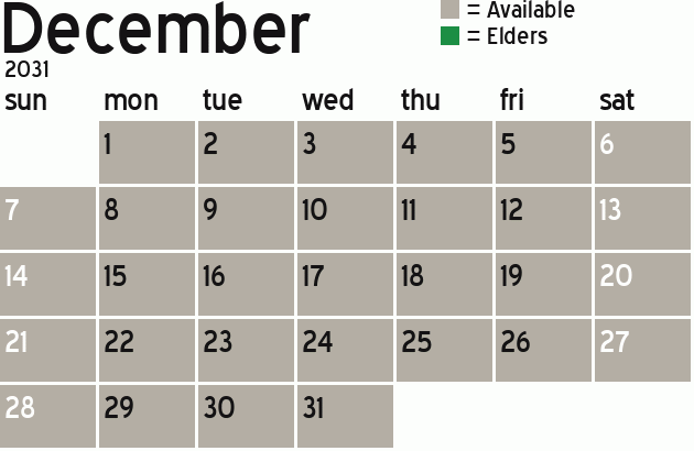 Missionary Dinner Calendar